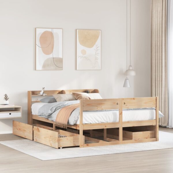 Bedframe zonder matras massief grenenhout 140x190 cm