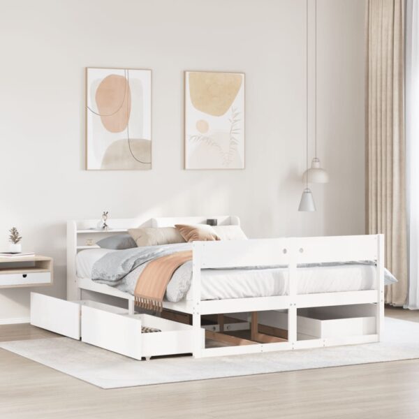 Bedframe zonder matras massief grenenhout wit 120x190 cm