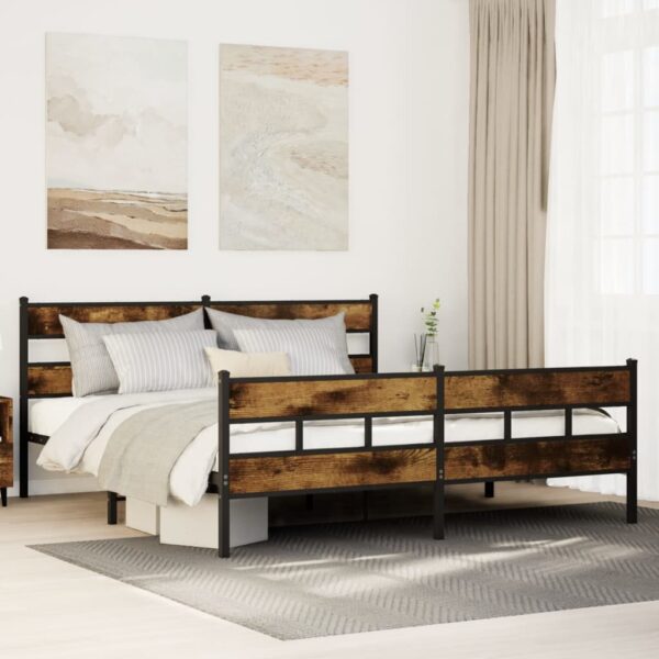 Bedframe zonder matras metaal gerookt eikenkleurig 183x213 cm