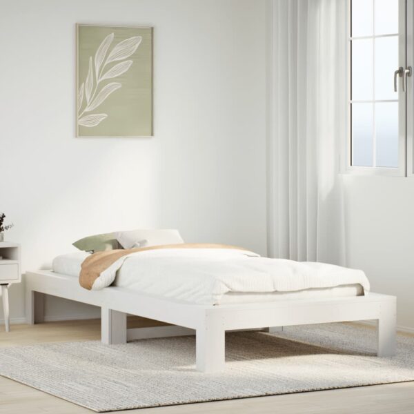 Bedframe zonder matras massief grenenhout wit 90x190 cm