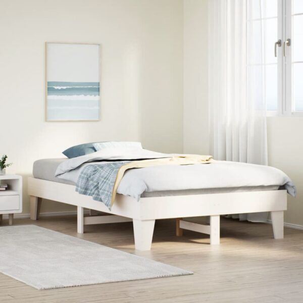 Bedframe zonder matras massief grenenhout wit 120x190 cm