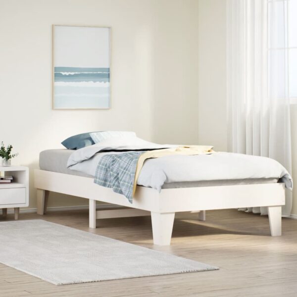 Bedframe zonder matras massief grenenhout wit 75x190 cm