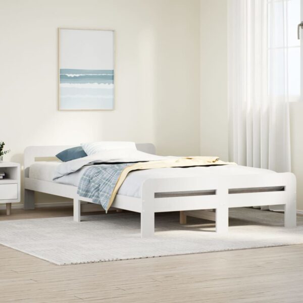 Bedframe zonder matras massief grenenhout wit 120x200 cm