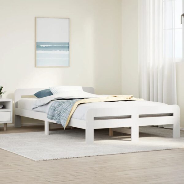 Bedframe zonder matras massief grenenhout wit 120x190 cm
