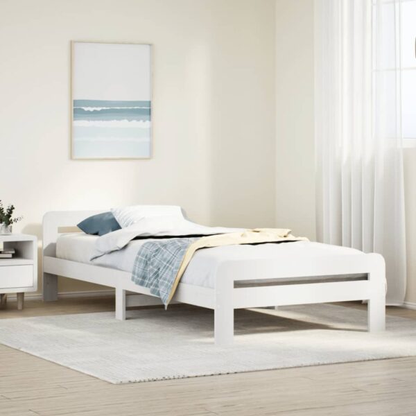 Bedframe zonder matras massief grenenhout wit 90x190 cm