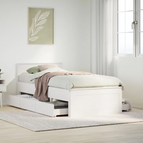 Bedframe zonder matras met hoofdbord grenenhout wit 90x200 cm
