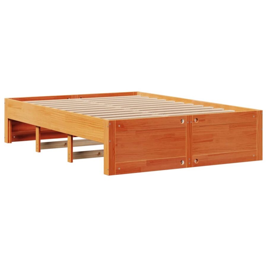Bed met boekenkast zonder matras grenenhout wasbruin 140x200 cm - Afbeelding 7