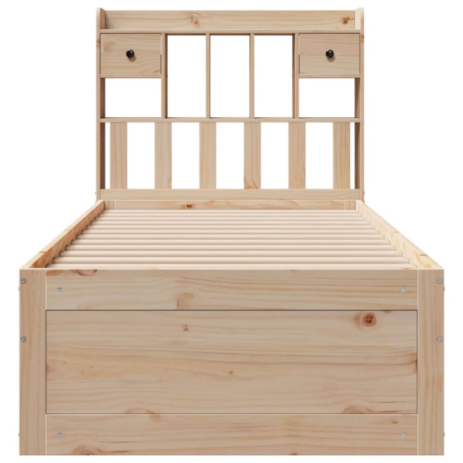 Bed met boekenkast zonder matras massief grenenhout 100x200 cm - Afbeelding 4