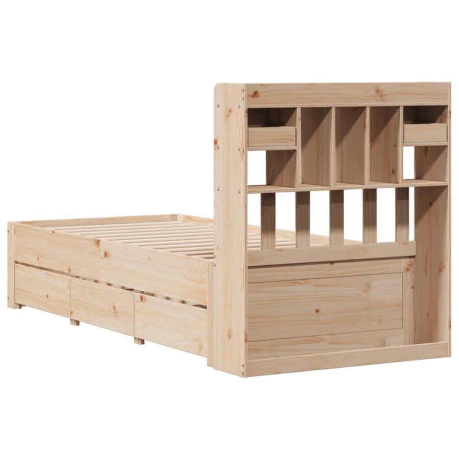 Bed met boekenkast zonder matras massief grenenhout 100x200 cm - Afbeelding 11