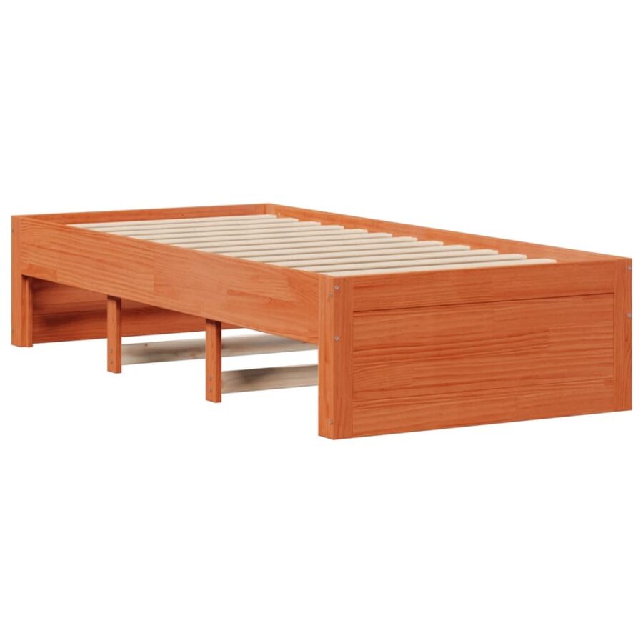 bed met boekenkast zonder matras grenenhout wasbruin 90x200 cm - Afbeelding 7