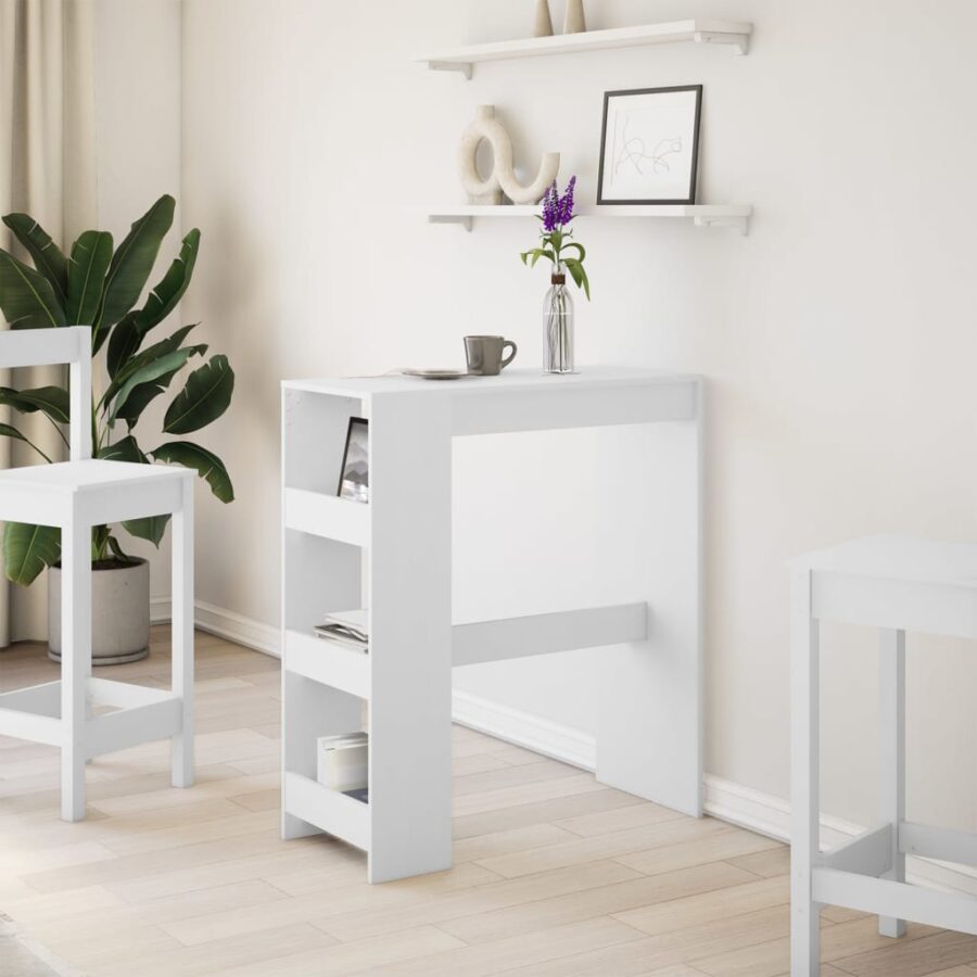 Bartafel met rekken 90x40x103,5 cm bewerkt hout wit - Afbeelding 3