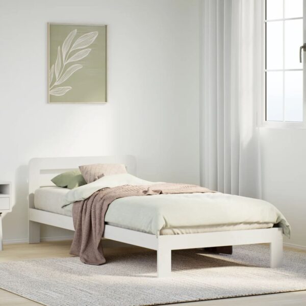 Bedframe zonder matras massief grenenhout wit 90x200 cm