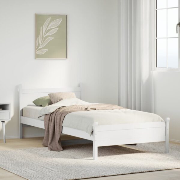 Bedframe zonder matras massief grenenhout wit 90x190 cm