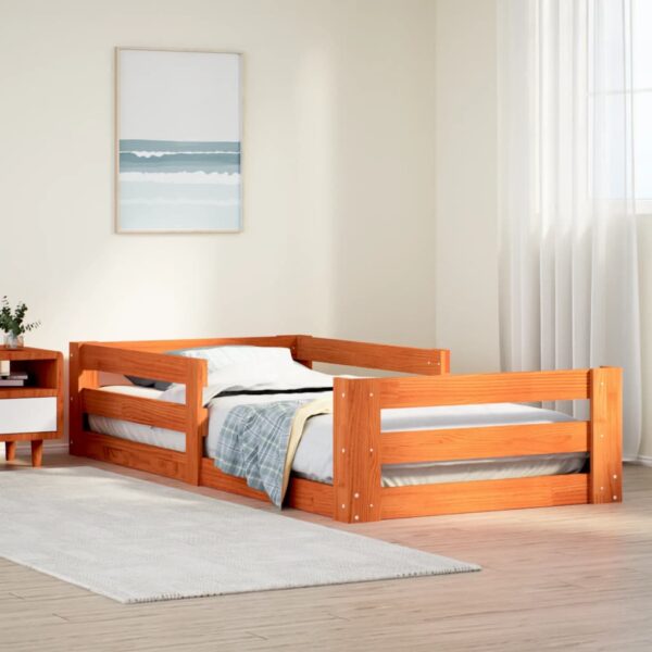 Bedframe zonder matras massief grenenhout wasbruin 70x140 cm