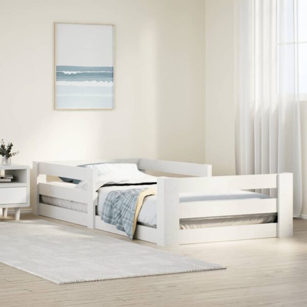 Bedframe zonder matras massief grenenhout wit 80x190 cm