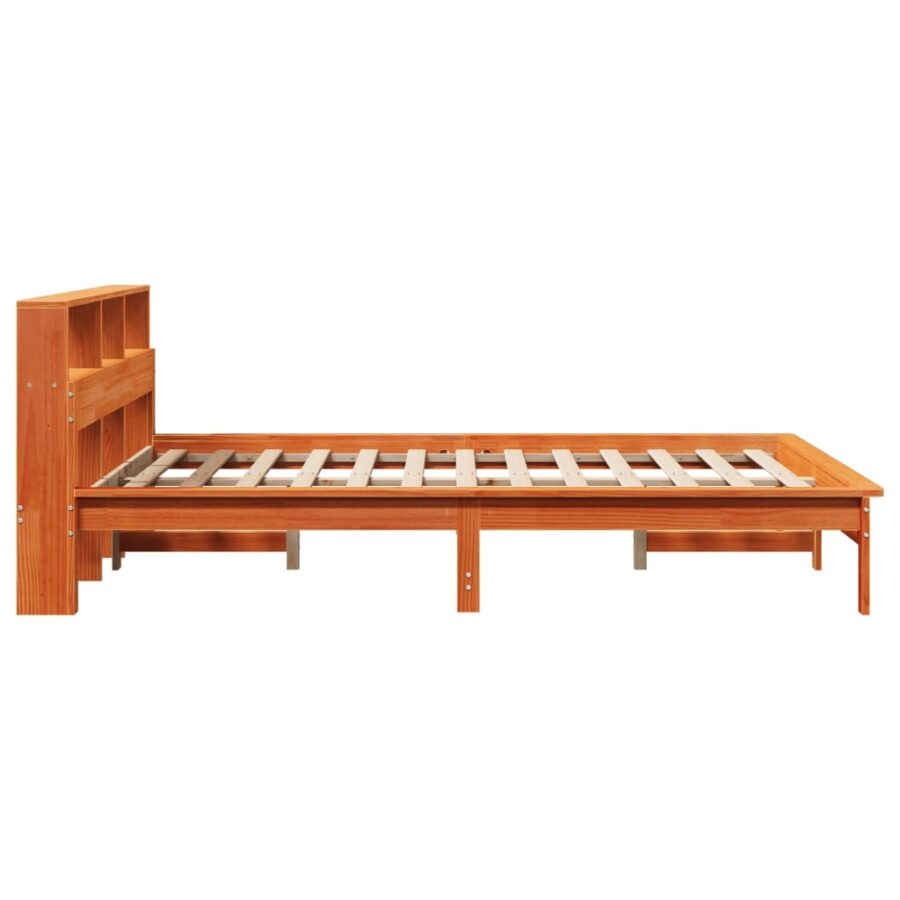 Bed met boekenkast zonder matras grenenhout wasbruin 120x200 cm - Afbeelding 5