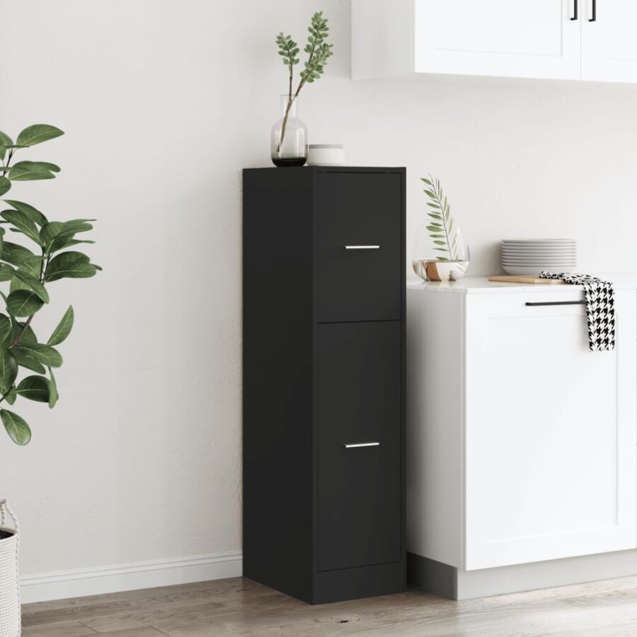 Apothekerskast 30x41x118 cm bewerkt hout zwart - Afbeelding 4