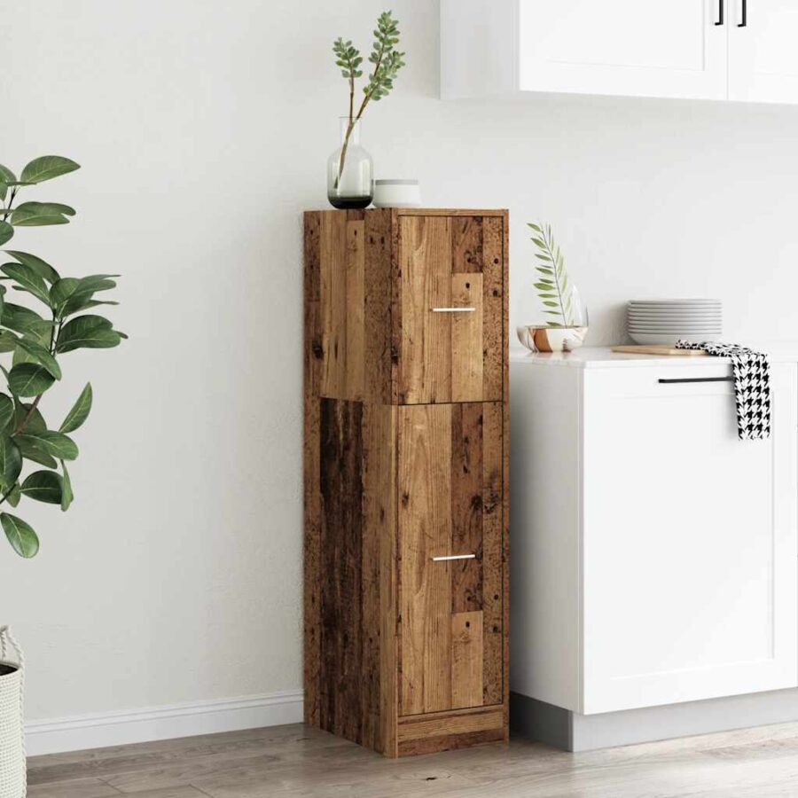 Apothekerskast 30x41x118 cm bewerkt hout oud houtkleurig - Afbeelding 4