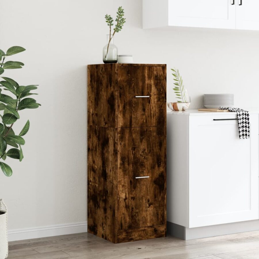 Apothekerskast 40x41x118 cm bewerkt hout gerookt eikenkleurig - Afbeelding 4