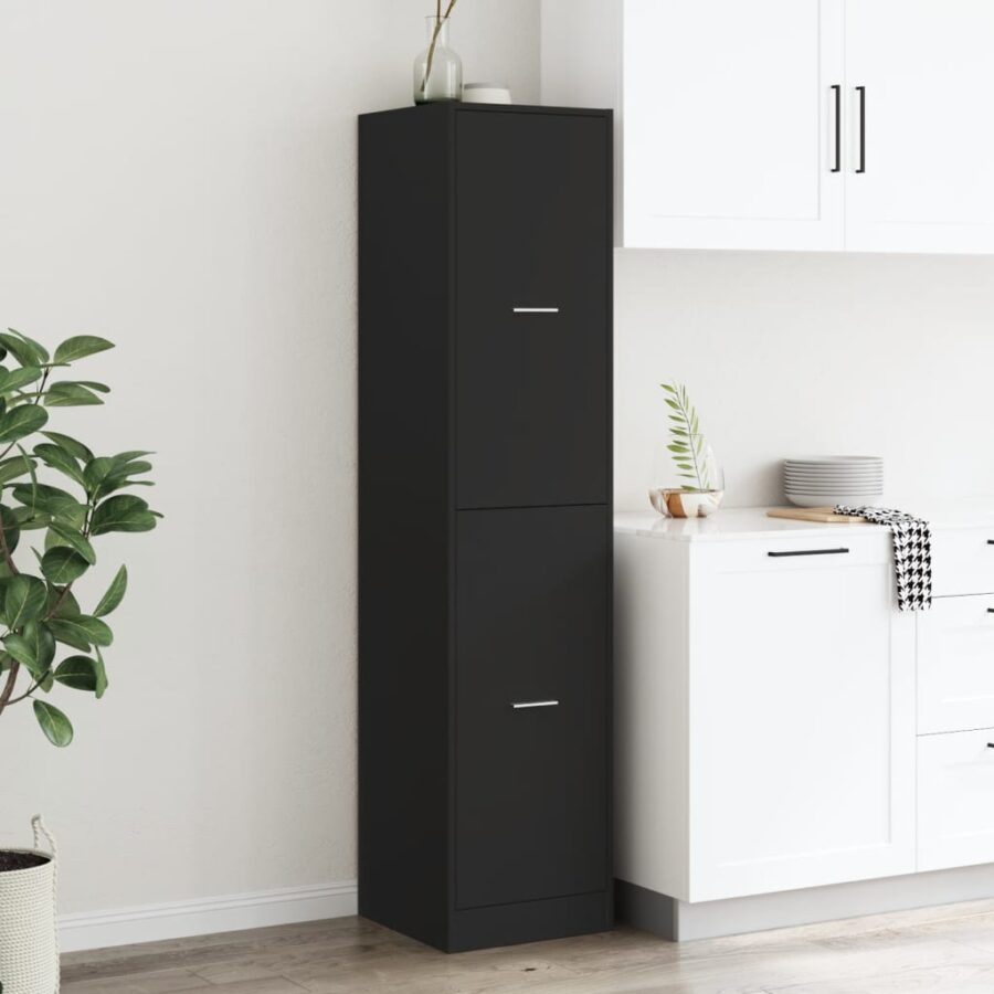 Apothekerskast 40x41x174,5 cm bewerkt hout zwart - Afbeelding 4