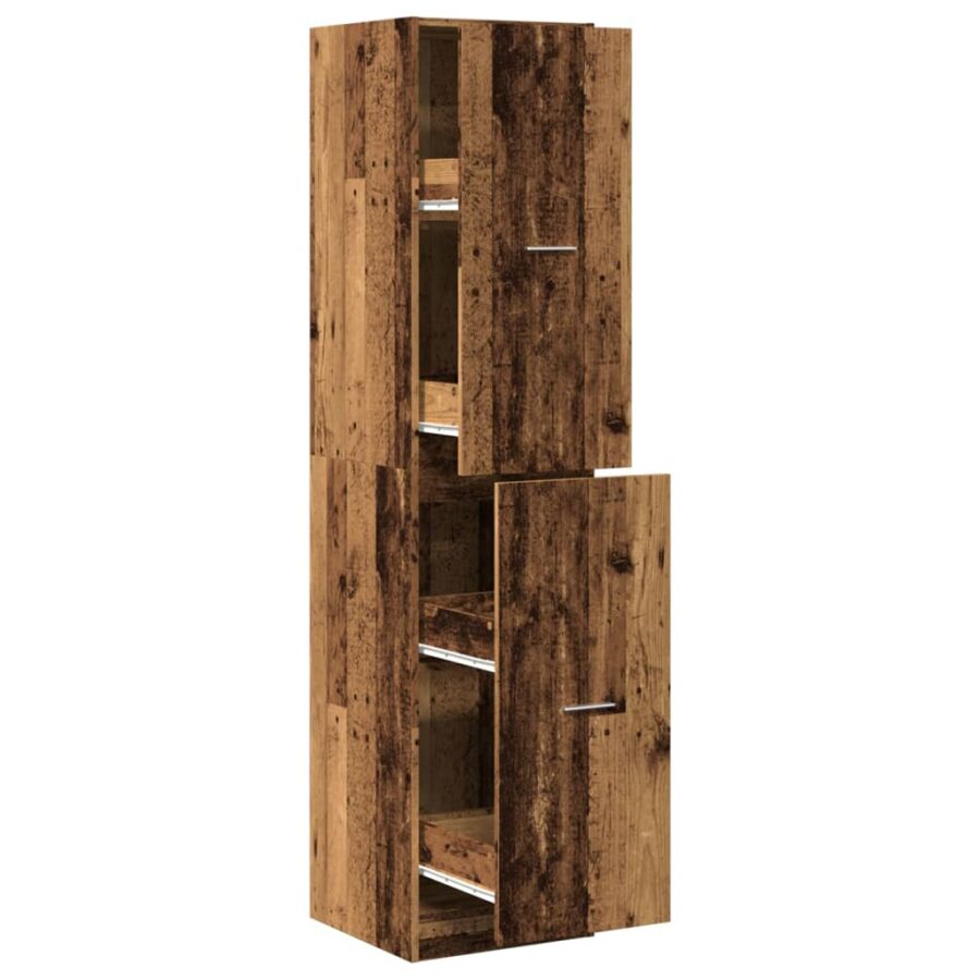 Apothekerskast 40x41x174,5 cm bewerkt hout oud houtkleurig - Afbeelding 2