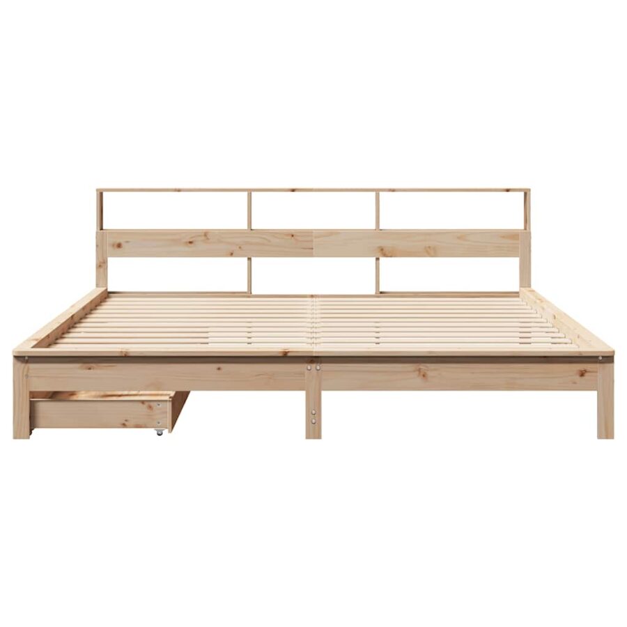 Bed met boekenkast zonder matras massief grenenhout 180x200 cm - Afbeelding 4