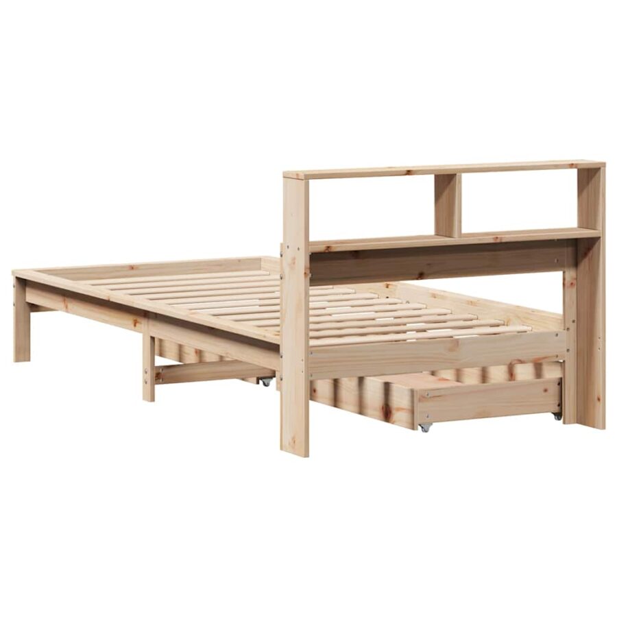 Bed met boekenkast zonder matras massief grenenhout 100x200 cm - Afbeelding 6