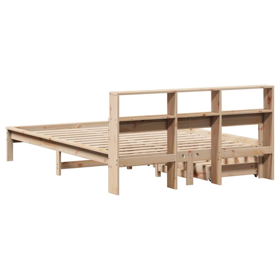 Bed met boekenkast zonder matras massief grenenhout 120x190 cm - Afbeelding 6