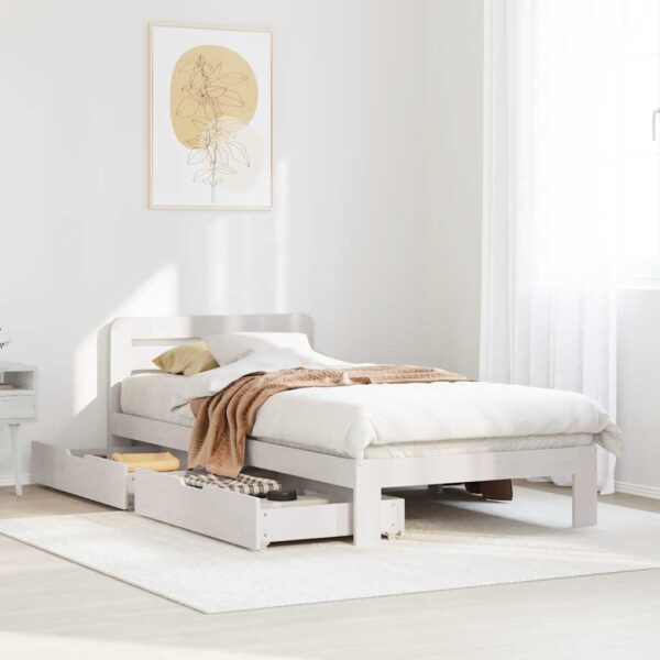 Bedframe zonder matras massief grenenhout wit 90x200 cm