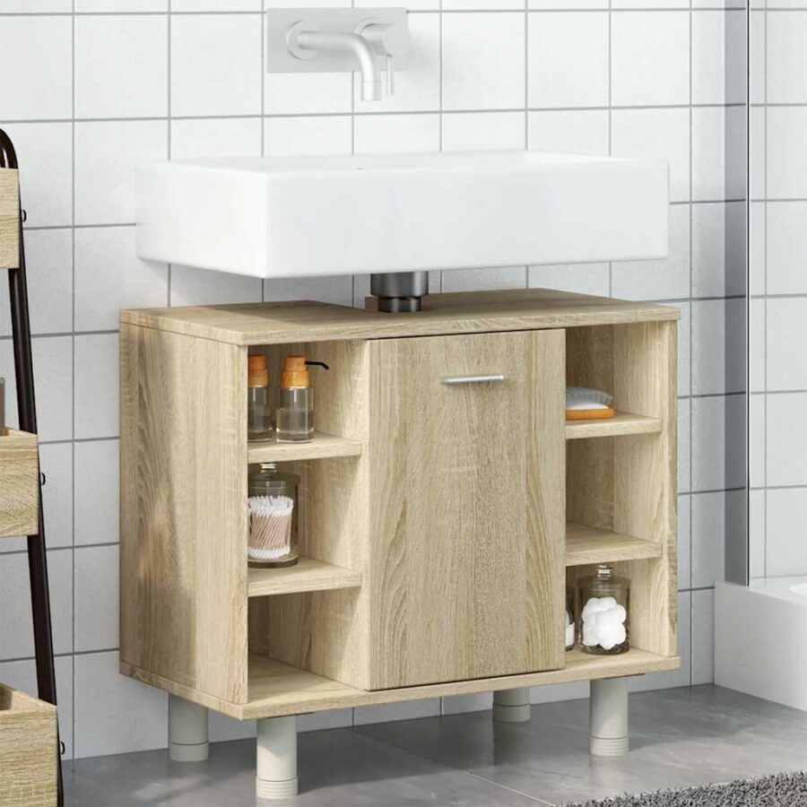 Badkamerkast 60x32x53,5 cm spaanplaat sonoma eikenkleurig - Afbeelding 4