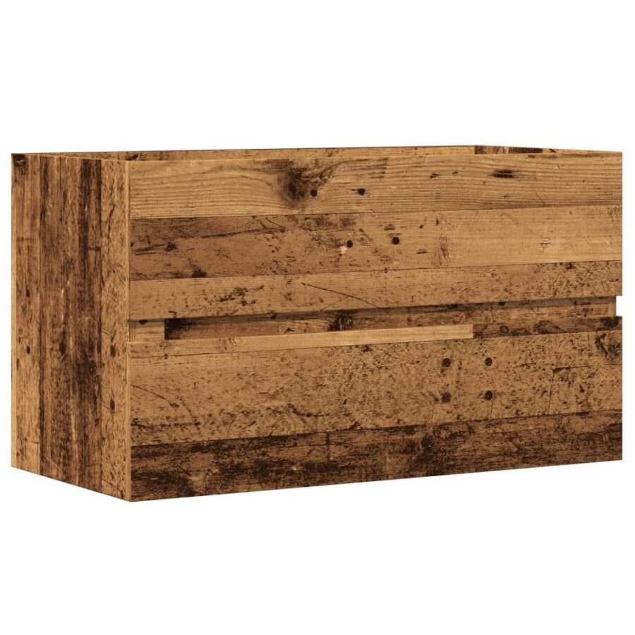 Badkamerwandkast 80x38,5x45 cm bewerkt hout oud houtkleurig - Afbeelding 2