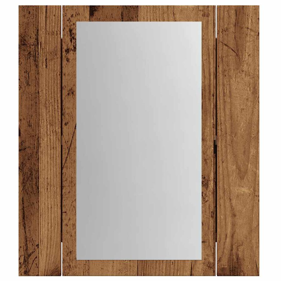 Badkamerspiegelkast LED 40x12x45 cm bewerkt hout oud hout - Afbeelding 7