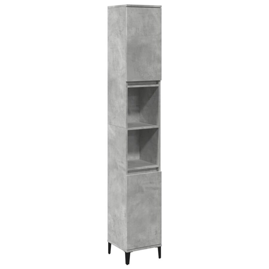 Badkamerkast 30x30x190 cm bewerkt hout betongrijs - Afbeelding 2