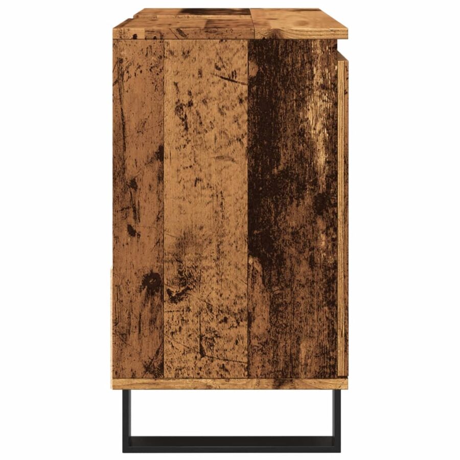 Badkamerkast 65x33x60 cm bewerkt hout oud houtkleurig - Afbeelding 5