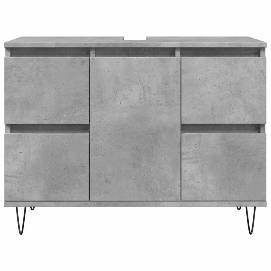 Badkamerkast 80x33x60 cm bewerkt hout betongrijs - Afbeelding 4