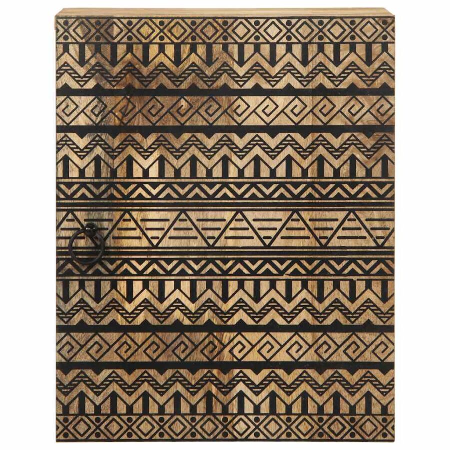 Badkamerwandkast 38x33,5x48 cm massief mangohout zwart - Afbeelding 3