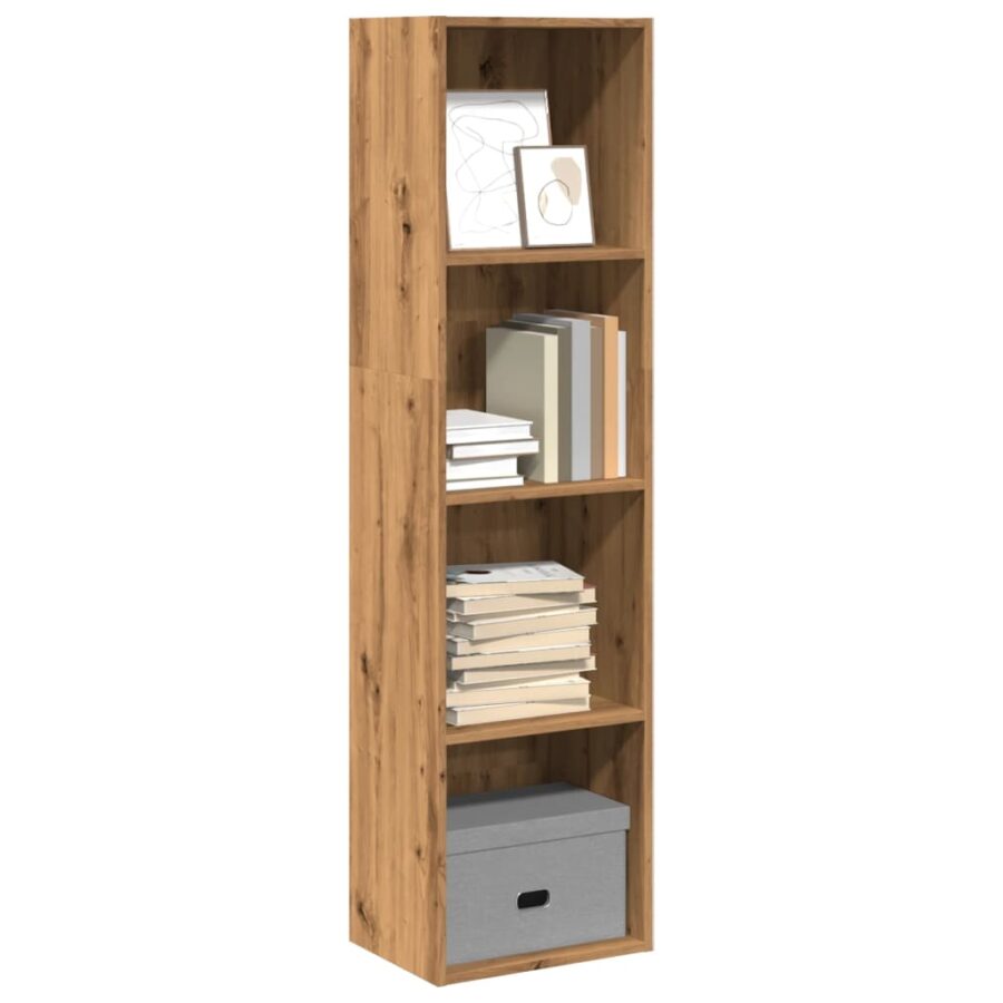 Boekenkast 40x30x152 cm bewerkt hout artisanaal eikenkleurig