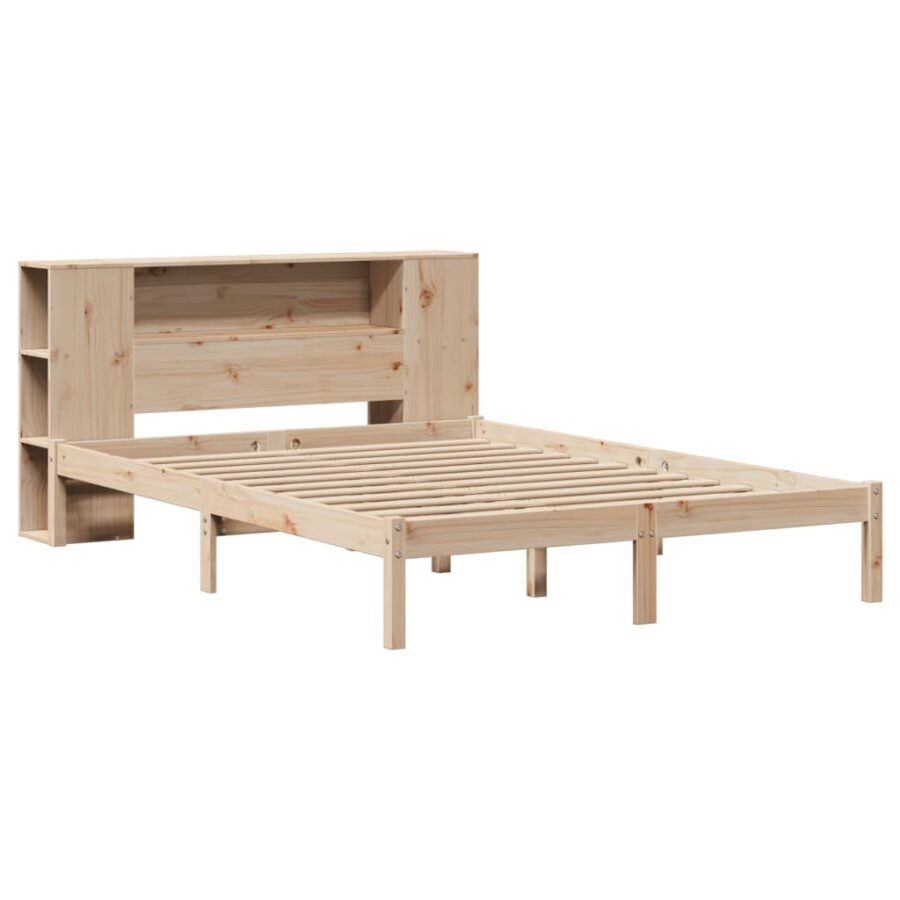 Bed met boekenkast zonder matras massief grenenhout 135x190 cm - Afbeelding 3