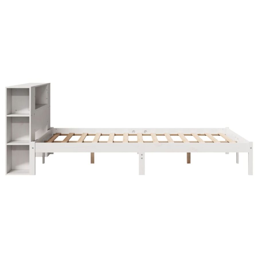 Bed met boekenkast zonder matras grenenhout wit 140x190 cm - Afbeelding 7