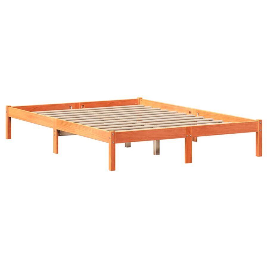 Bed met boekenkast zonder matras grenenhout wasbruin 120x200 cm - Afbeelding 5