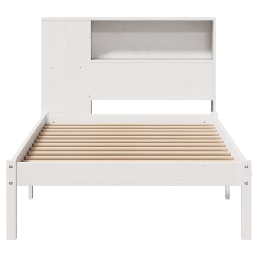 Bed met boekenkast zonder matras grenenhout wit 75x190 cm - Afbeelding 4