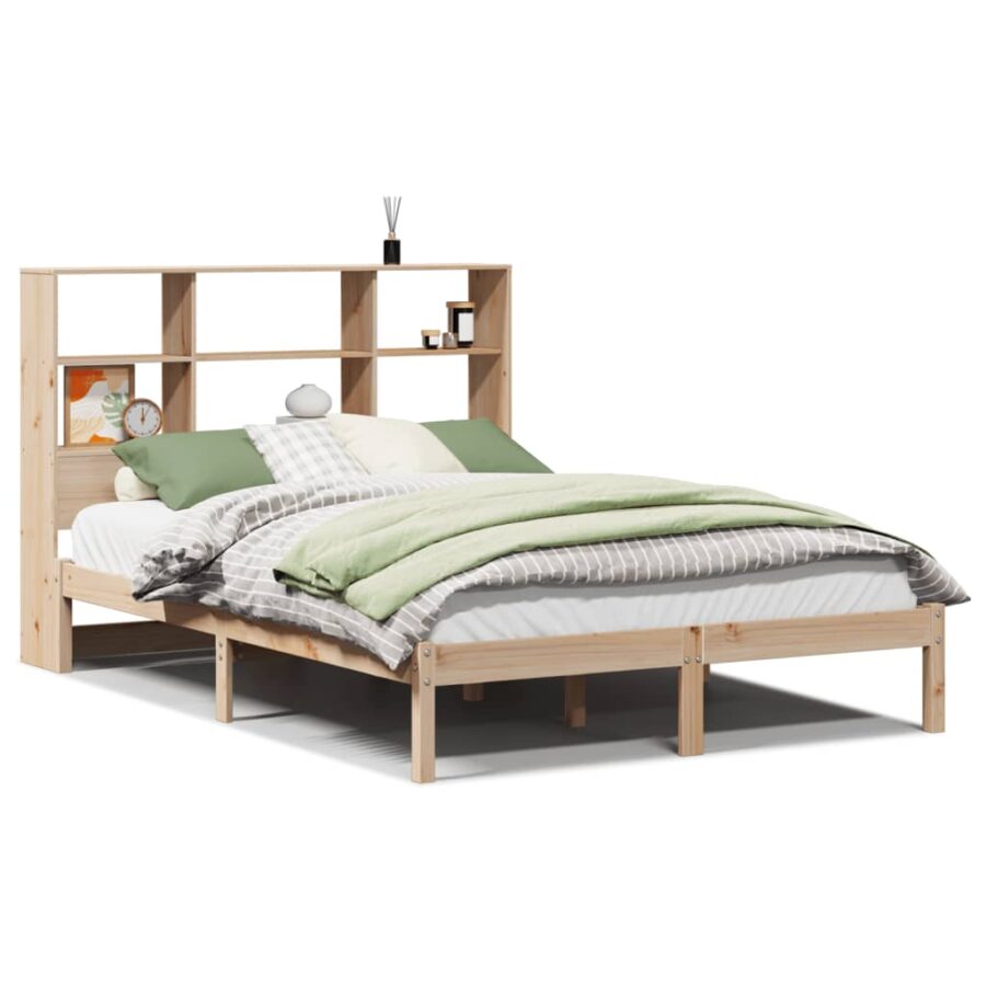 Bed met boekenkast zonder matras massief grenenhout 160x200 cm - Afbeelding 2
