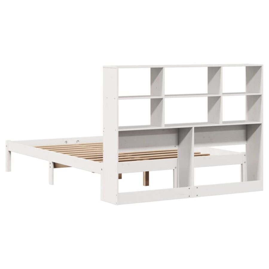 Bed met boekenkast zonder matras grenenhout wit 160x200 cm - Afbeelding 8