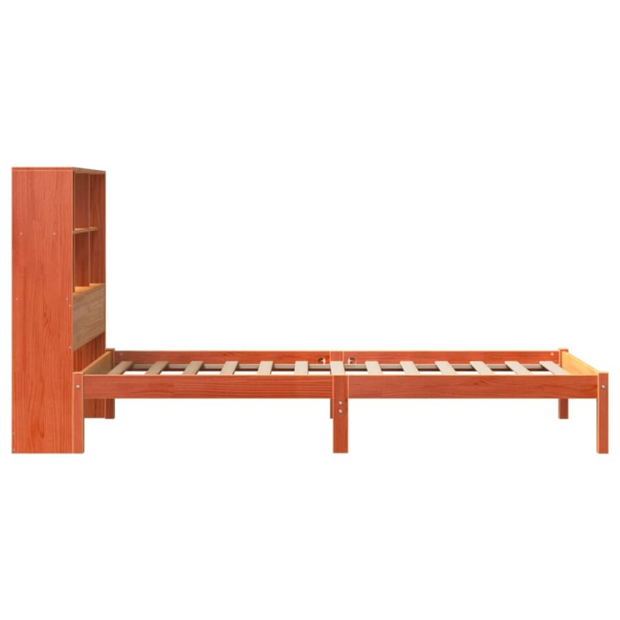 Bed met boekenkast zonder matras grenenhout wasbruin 75x190 cm - Afbeelding 7