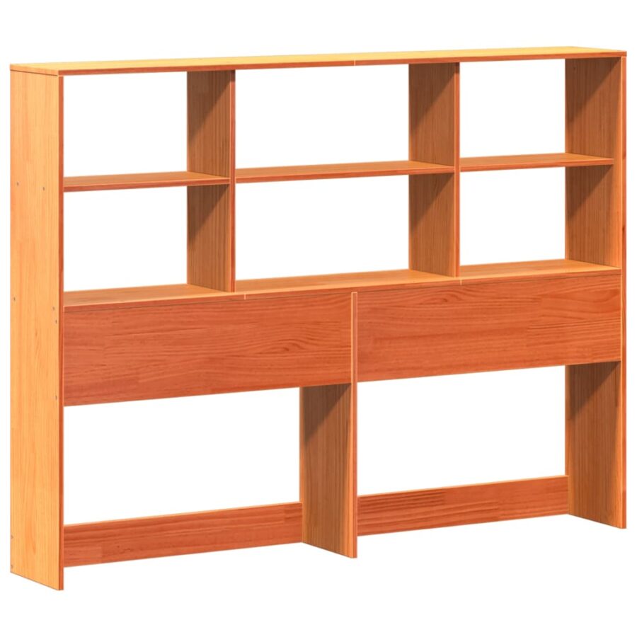 Bed met boekenkast zonder matras grenenhout wasbruin 120x200 cm - Afbeelding 6