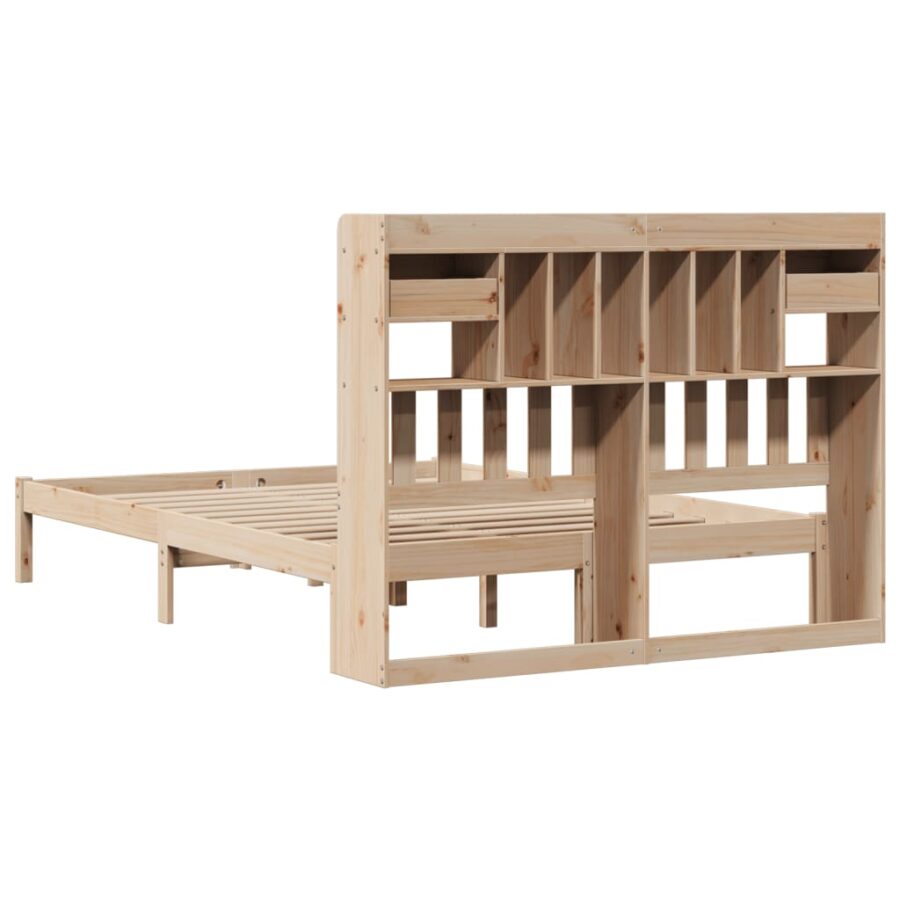 Bed met boekenkast zonder matras massief grenenhout 160x200 cm - Afbeelding 8