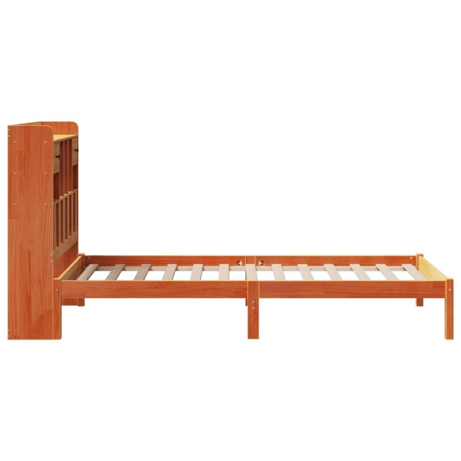 Bed met boekenkast zonder matras grenenhout wasbruin 75x190 cm - Afbeelding 7