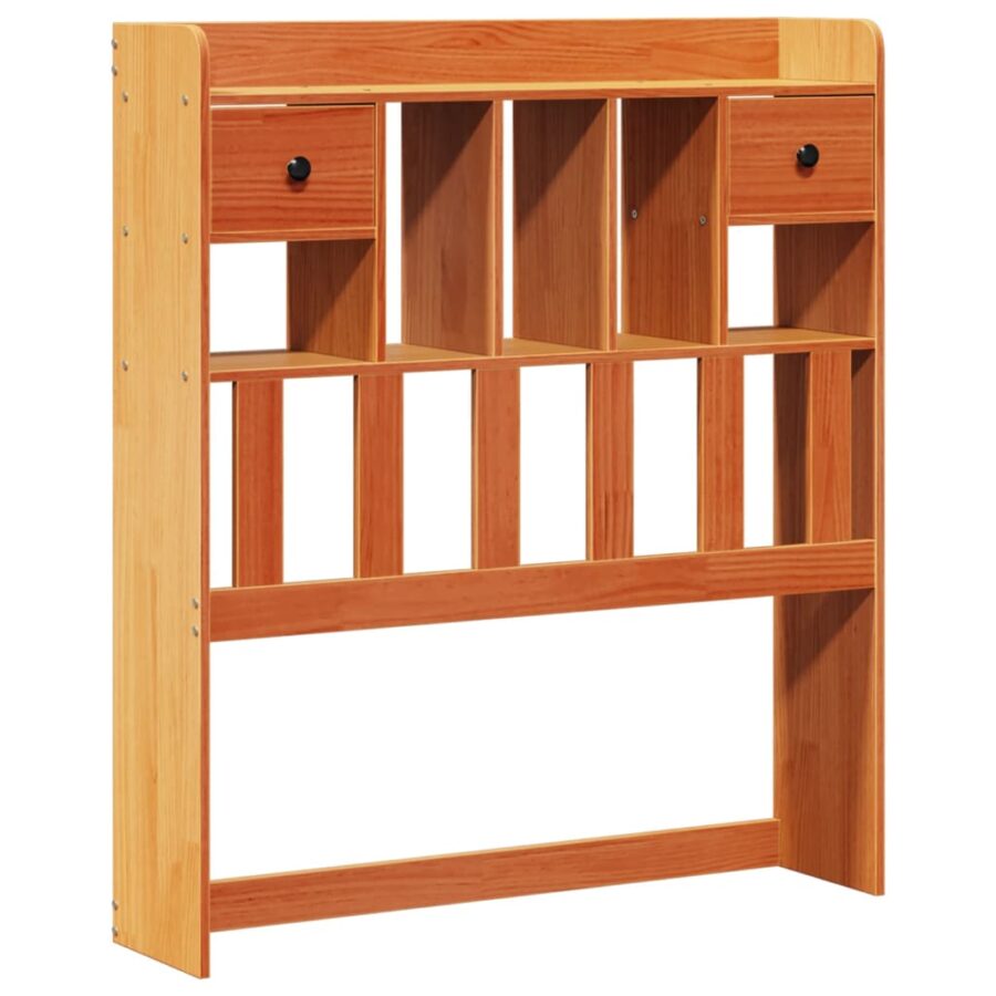 Bed met boekenkast zonder matras grenenhout wasbruin 90x190 cm - Afbeelding 6
