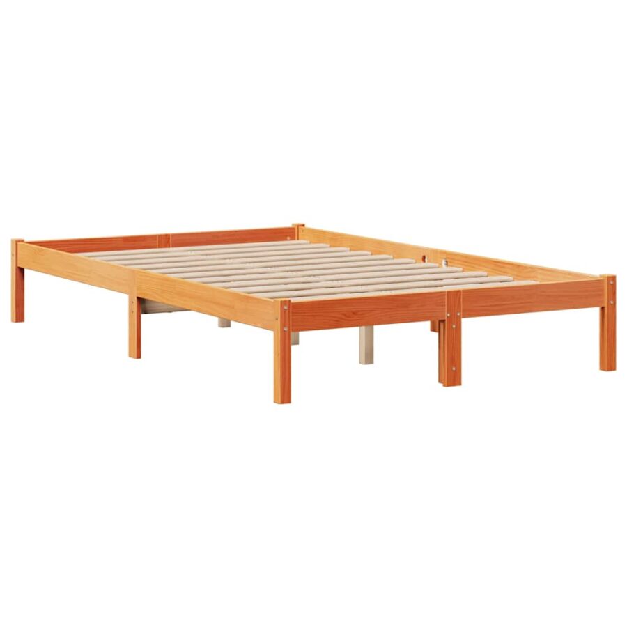 Bed met boekenkast zonder matras grenenhout wasbruin 135x190 cm - Afbeelding 5