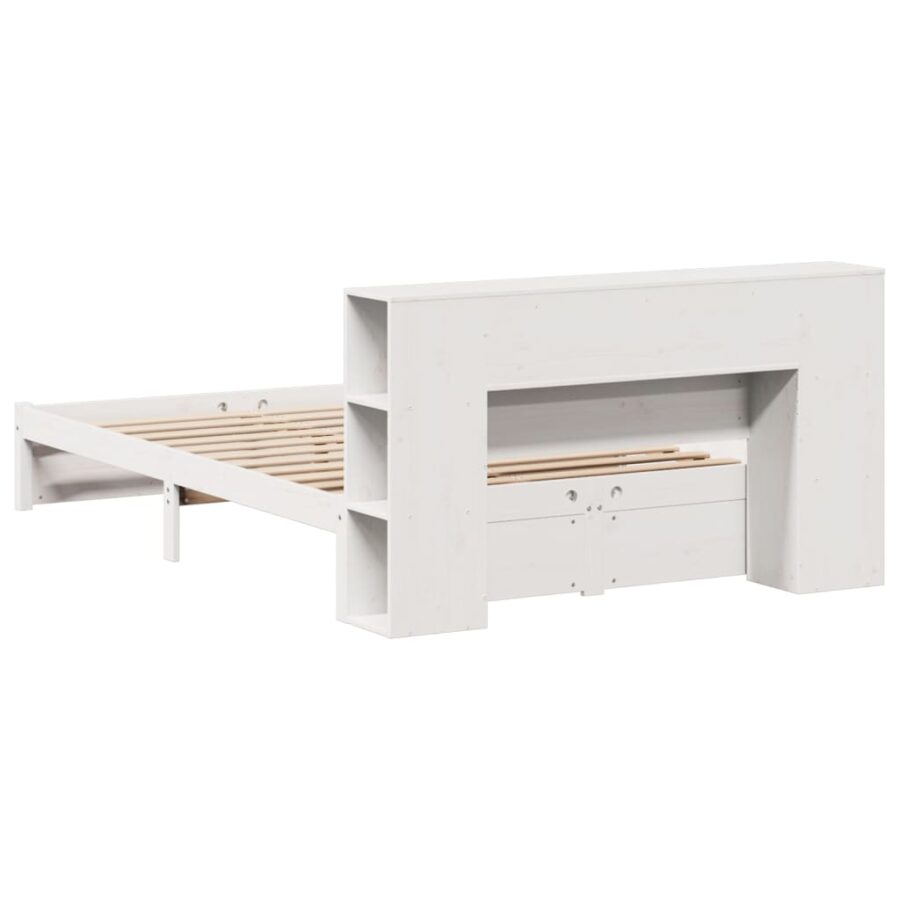 Bed met boekenkast zonder matras grenenhout wit 120x200 cm - Afbeelding 6